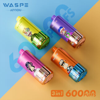 WASPE 60000 60k Puffs 3 in 1 Flavors Newest Original Rechargeable LED Display Disposable Vape(Box of 3)
