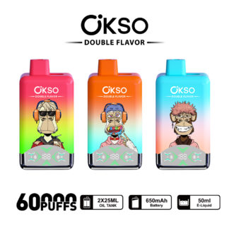 OKSO Double Flavor 60000 60K Puffs Double Taste LED Display Disposable Vape(Box of 3)