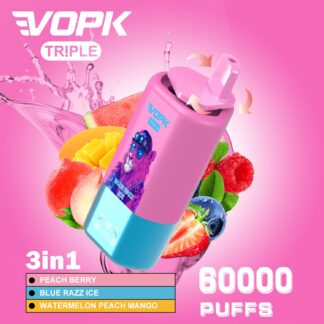 VOPK Triple 60000 60k Puffs 3 in 1 Flavors Newest Original Rechargeable LED Display Disposable Vape(Box of 10)